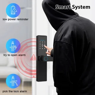 Collox Deurklink met slot - Vingerafdrukslot - Elektronisch -Ontgrendelingsmethoden: Tuya APP, vingerafdruk, kaart, wachtwoord, sleutel - Bluetooth - Geschikt voor alle deuren - Zwart