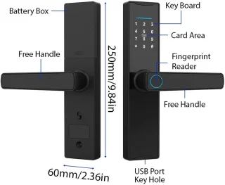 Collox Deurklink met slot - Vingerafdrukslot - Elektronisch -Ontgrendelingsmethoden: Tuya APP, vingerafdruk, kaart, wachtwoord, sleutel - Bluetooth - Geschikt voor alle deuren - Zwart