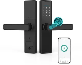 Collox Deurklink met slot - Vingerafdrukslot - Elektronisch -Ontgrendelingsmethoden: Tuya APP, vingerafdruk, kaart, wachtwoord, sleutel - Bluetooth - Geschikt voor alle deuren - Zwart