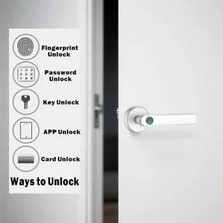 Slim Vingerafdrukdeurslot 5-in-1 - Moderne Digitale Handgreep met APP, Vingerafdruk, IC-kaart, Code en Sleutels voor Thuis en Kantoor - Chroom