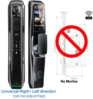 Smart Deurslot – Slim Deurslot – Elektronisch Slot – Deurslot Met Gezichtsherkenning – Video Deurbel – Aluminium Behuizing – Vingerafdruk & App Ontgrendeling - Alleen Slot - Geen Insteekslot review