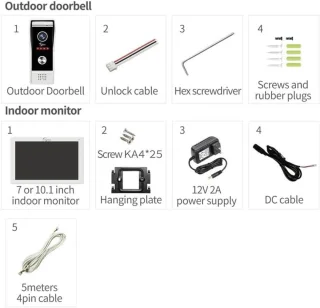 1080P Video Deurbel Camera met 7 inch Touchscreen en Infrarood Nachtzicht