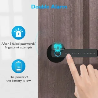 WNHB® Slim deurslot met vingerafdruk en touchscreen - Bluetooth toegangssysteem met app bediening - Elektronisch slot 14.5x6.5 cm