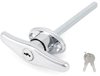 Universeel Garagedeurslot met T-handgreepslot en Sleutels - Zilverkleurig Gepoeerdercoat