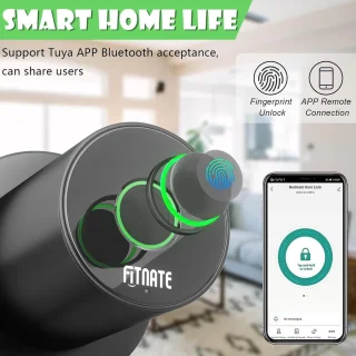 Slimme vingerafdruk deurknop met app-bediening - Biometrisch digitaal deurslot voor huis, kantoor, hotel