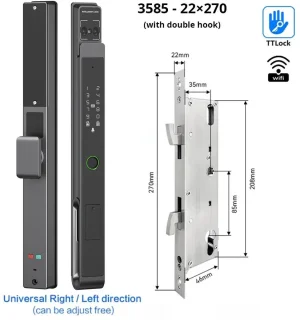Slimme Deurslot – Elektronisch Slot – Biometrisch Slot – Access Slot – Smart Lock – 11 Ingangsmethoden – Weerbestendig Aluminium IP66 - 3585 - Glijden - 22x270