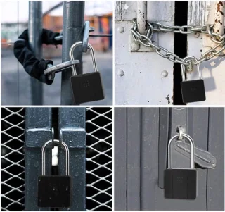Lang Hangslot met Vingerafdrukherkenning en Afstandsbediening – Waterdicht en Oplaadbaar, 60MM Beugel
