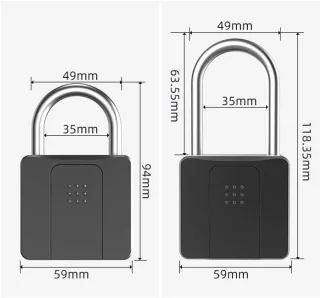Lang Hangslot met Vingerafdrukherkenning en Afstandsbediening – Waterdicht en Oplaadbaar, 60MM Beugel