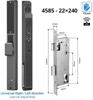 Deurslot – Slim Deurslot – Elektronisch Slot – Smart Lock – Deurklink Met Vingerafdruk – 11 Ingangsmethoden – Oplaadbare Batterij - 4585 - 22x240