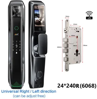 Smart Deurslot – Videodeurbel – Slim Slot – Toegangscontrole – Slimme Deurbeveiliging – Gezichtsherkenning – Aluminium Behuizing – 4200mAh Oplaadbare Batterij - 24x240R - 6068 Insteekslot