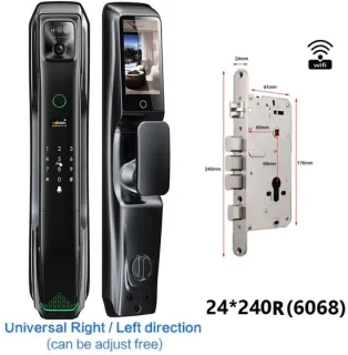 Smart Deurslot – Videodeurbel – Slim Slot – Toegangscontrole – Slimme Deurbeveiliging – Gezichtsherkenning – Aluminium Behuizing – 4200mAh Oplaadbare Batterij - 24x240R - 6068 Insteekslot