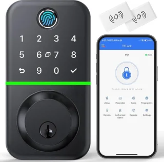 Slimme Deadbolt Deurslot met Toetsenbord - Vingerafdruk & Bluetooth Toegangscontrole - Waterdicht en Eenvoudige Installatie