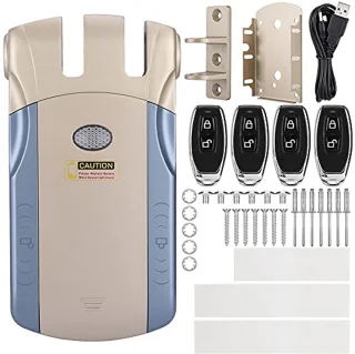 Wireless Smart Touch Remote Control, Electronic Lock, Keyless Door Lock, Invisible Theft Protection Locks with 4 Remote Controls, Gold