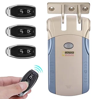 Wireless Smart Touch Remote Control, Electronic Lock, Keyless Door Lock, Invisible Theft Protection Locks with 4 Remote Controls, Gold