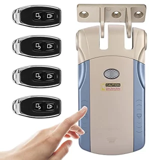 Wireless Smart Touch Remote Control, Electronic Lock, Keyless Door Lock, Invisible Theft Protection Locks with 4 Remote Controls, Gold