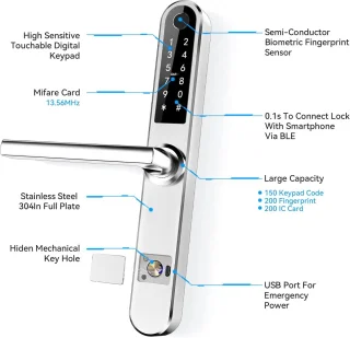 Slimme Bluetooth Vingerafdruk Deurslot met Touchscreen - Sleutelloos en Multifunctioneel