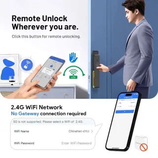 Smart Lock – Slimme Deurslot – Elektronisch Slot – Deurklink Met Vingerafdruk – Toegang Via App – Roestvrij Staal – Ingebouwde Camera Met Tweeweg Audio - 30x240 Insteek