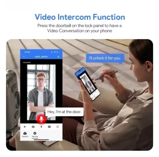 Smart Lock – Slimme Deurslot – Elektronisch Slot – Deurklink Met Vingerafdruk – Toegang Via App – Roestvrij Staal – Ingebouwde Camera Met Tweeweg Audio - 30x240 Insteek