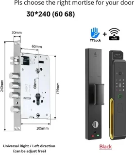 Smart Lock – Slimme Deurslot – Elektronisch Slot – Deurklink Met Vingerafdruk – Toegang Via App – Roestvrij Staal – Ingebouwde Camera Met Tweeweg Audio - 30x240 Insteek