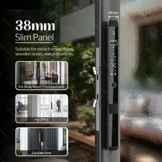 Slimme Deurslot – Elektronisch Slot – Smart Lock – Vingerafdrukslot – Deurklink Slot – Meerdere Ontgrendelmethoden – Waterbestendig IP66 - 4585 - Zwart