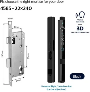 Slimme Deurslot – Elektronisch Slot – Smart Lock – Vingerafdrukslot – Deurklink Slot – Meerdere Ontgrendelmethoden – Waterbestendig IP66 - 4585 - Zwart