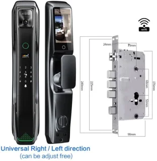 Smart Deurslot – Slim Slot – Video Deurbel – Slimme Toegang – Gezichtsherkenning – Aluminium Behuizing – Oplaadbare Batterij 4200mAh - 24x240 - 7068
