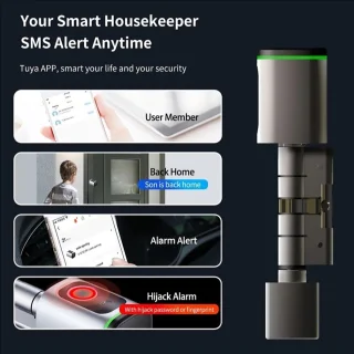 Elektronisch Deurslot met Vingerafdruk en Bluetooth, Geschikt voor Deuren 35-60 mm, IP65 Waterdicht, Eenvoudig te Installeren