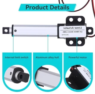 Mini elektrische lineaire actuator 50 mm 12V DC met interne eindschakelaar