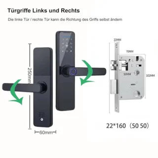 Biometrisch Vingerafdruk Deurslot - Bluetooth Elektronisch voor Houten Deuren - Sleutelloze Ontgrendeling - Roze Kleur - 22 x 160 mm