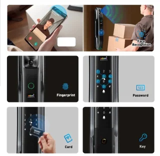 Smart Deurslot – Elektronisch Slot – Digitale Deurslot – Slimme Deurslot – Gezichtsherkenning Slot – Video Deurbel – Veelzijdige Ontgrendelmethodes – Robuuste Aluminium Behuizing - 24x280 - 6068 Insteekslot
