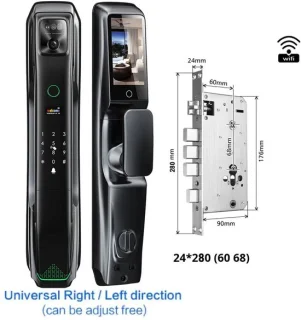 Smart Deurslot – Elektronisch Slot – Digitale Deurslot – Slimme Deurslot – Gezichtsherkenning Slot – Video Deurbel – Veelzijdige Ontgrendelmethodes – Robuuste Aluminium Behuizing - 24x280 - 6068 Insteekslot