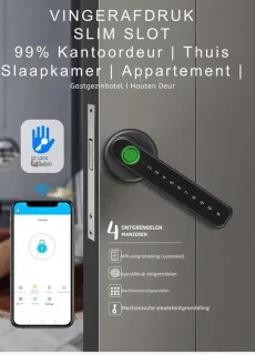 Biometrisch Vingerafdruk Deurslot Voor Houten Deuren Bluetooth Elektronisch Compatibel Met Tuya Smart Lock Voor Afstandsbediening Sleutelloze Ontgrendeling Zwart