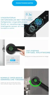 Biometrisch Vingerafdruk Deurslot Voor Houten Deuren Bluetooth Elektronisch Compatibel Met Tuya Smart Lock Voor Afstandsbediening Sleutelloze Ontgrendeling Zwart