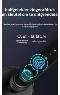 Biometrisch Vingerafdruk Deurslot Voor Houten Deuren Bluetooth Elektronisch Compatibel Met Tuya Smart Lock Voor Afstandsbediening Sleutelloze Ontgrendeling Zwart