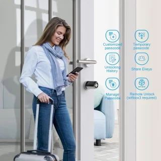 Elektronisch deurslot met 5-in-1 ontgrendelingsmethodes voor huisdeur - RFID, app, tijdelijk wachtwoord, USB-systeem, IP65