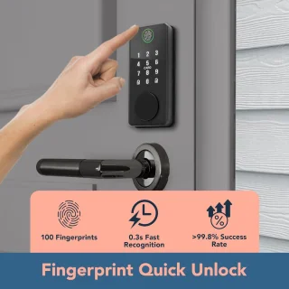 Slim Digitale Deurslot met Toetsenbord en Vingerafdruk - Sleutelloze Toegang voor Voordeur - Elektronisch Toegangsslot met Auto Lock