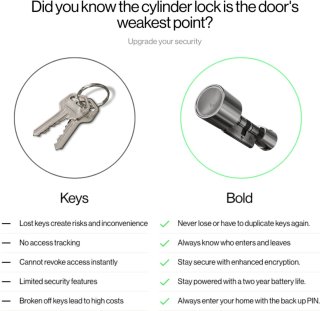 Wat vinden we goed aan de Bold Cilinder - Bold Smart Lock SX-53 - Slim deurslot - RVS - Zilver