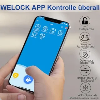 Vingerafdruk Deurslot met Bluetooth & RFID - Slim Elektronisch Deurslot voor 30-70 mm