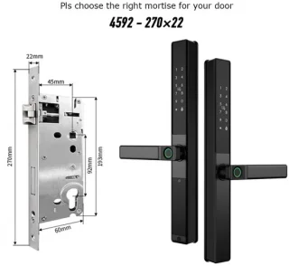 Vingerafdrukslot – Slimme Deurslot – Elektronisch Slot – Wifi Slot – Biometrisch Slot – Waterdicht IP67 – Oplaadbare Lithiumbatterij - 4592 - 22x270