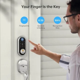 Slimme Elektronische Deadbolt Deurslot met Vingerafdruk en Toetsenbord - Sleutelloze Toegang en App Bediening