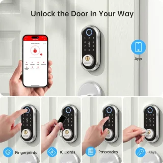 Slimme Elektronische Deadbolt Deurslot met Vingerafdruk en Toetsenbord - Sleutelloze Toegang en App Bediening