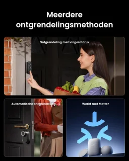 Slim WiFi Deurslot met Vingerafdruk en Toetsenbord - Oplaadbaar en Ondersteunt Matter, Alexa, Google