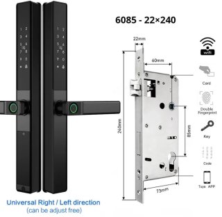 De Vingerafdrukslot – Slimme Deurslot – Elektronisch Slot – Smart Lock – Deurklink Slot – Wifi Connectiviteit – Waterdicht Aluminium - 6085 - 22x240 in één oogopslag