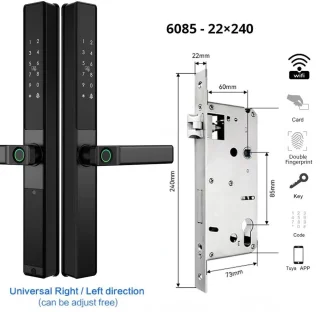 Vingerafdrukslot – Slimme Deurslot – Elektronisch Slot – Smart Lock – Deurklink Slot – Wifi Connectiviteit – Waterdicht Aluminium - 6085 - 22x240