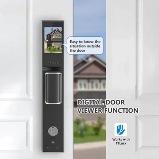 Slimme Bluetooth Deurslot – Elektronisch Slot – Vingerafdrukslot – Digitale Deurslot – Veiligheidsslot – Meerdere Ontgrendelmethodes – Aluminiumlegering Met Camera en Deurbel - 30x240 - 6068 - met Haak