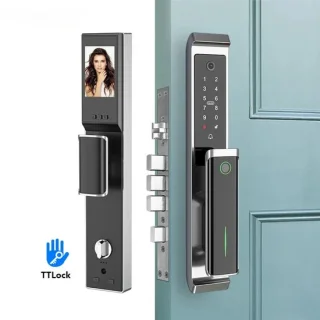 Slimme Bluetooth Deurslot – Elektronisch Slot – Vingerafdrukslot – Digitale Deurslot – Veiligheidsslot – Meerdere Ontgrendelmethodes – Aluminiumlegering Met Camera en Deurbel - 30x240 - 6068 - met Haak