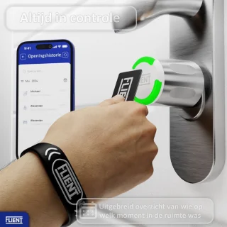 Flient® Smart Lock Eon - Slim Cilinderslot - 32.5/32.5 - Met APP en Pasjes - Bluetooth & WiFi - RVS - Wit/Zilver - Waterdicht