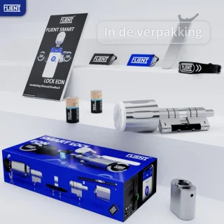 Flient® Smart Lock Eon - Slim Cilinderslot - 32.5/32.5 - Met APP en Pasjes - Bluetooth & WiFi - RVS - Wit/Zilver - Waterdicht