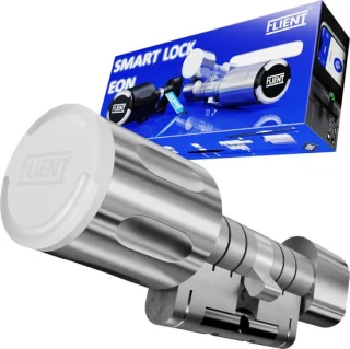 Flient® Smart Lock Eon - Slim Cilinderslot - 32.5/32.5 - Met APP en Pasjes - Bluetooth & WiFi - RVS - Wit/Zilver - Waterdicht