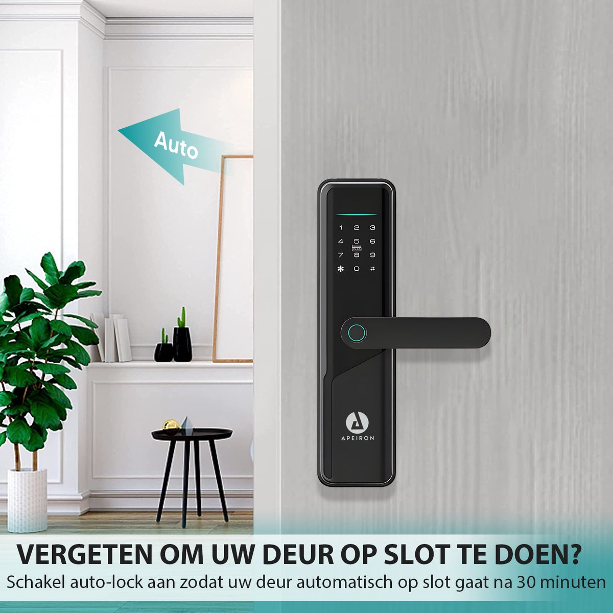 Apeiron Smart Lock Slim Deurslot Met Vingerafdruk